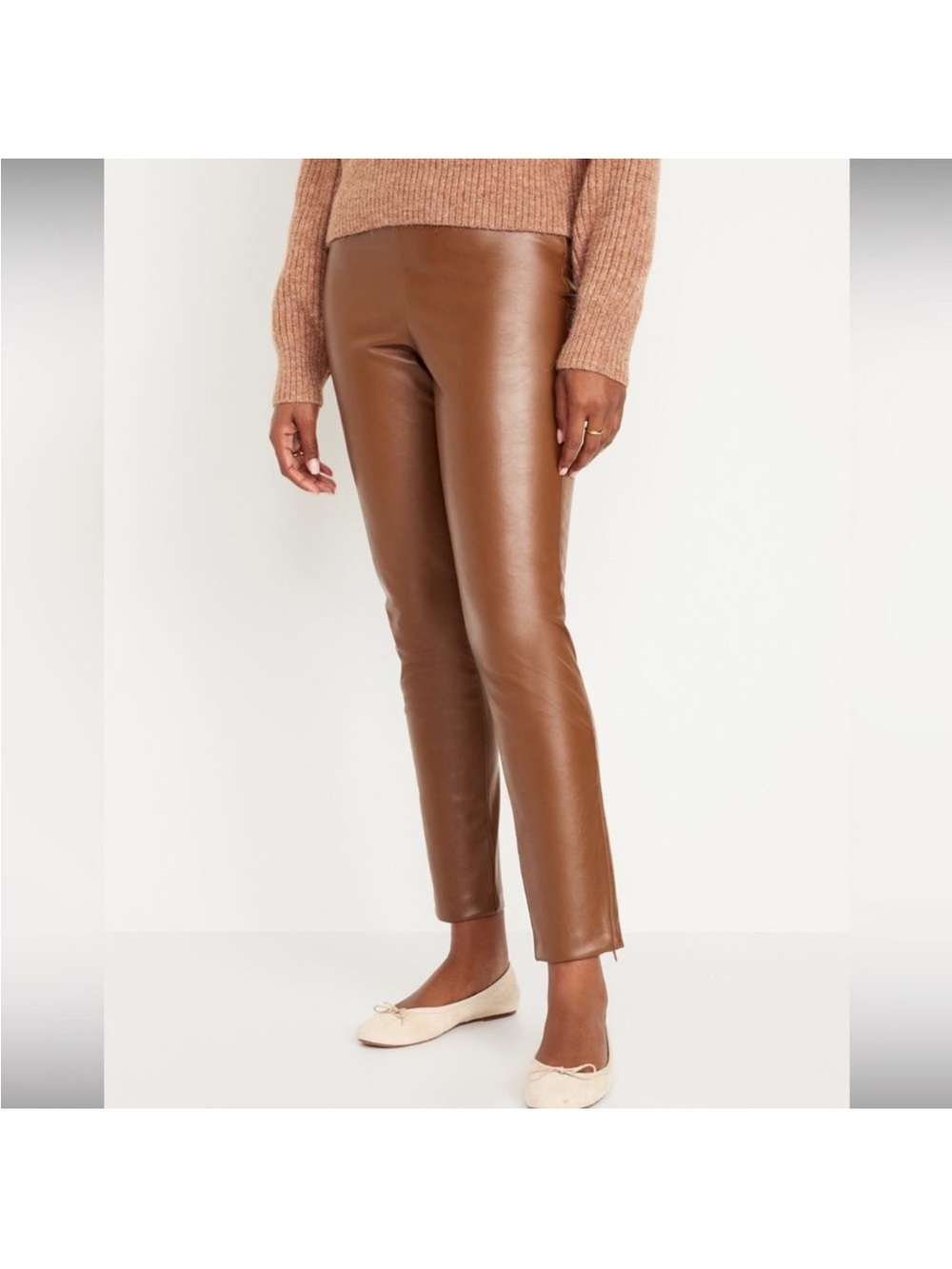 Camel colored Faux Leather Pants